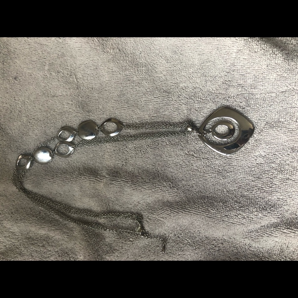 Lia sophia long silver necklace